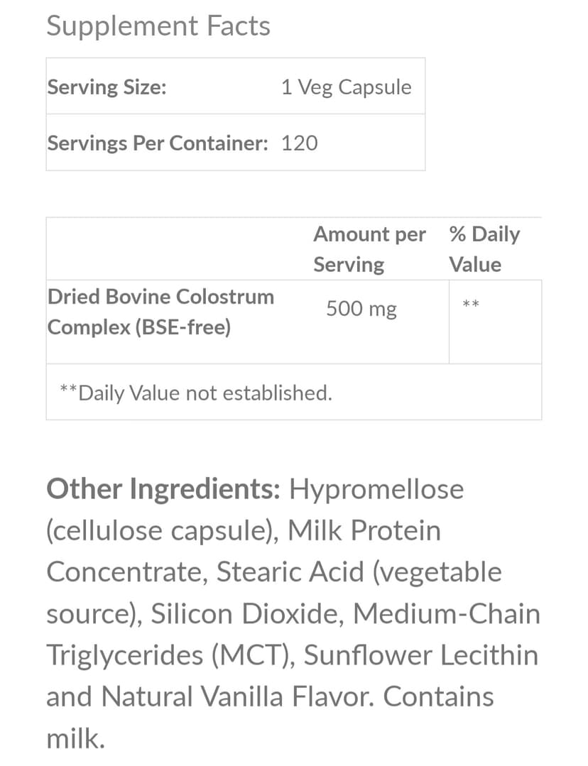 Now Colostrum 500mg, 120's