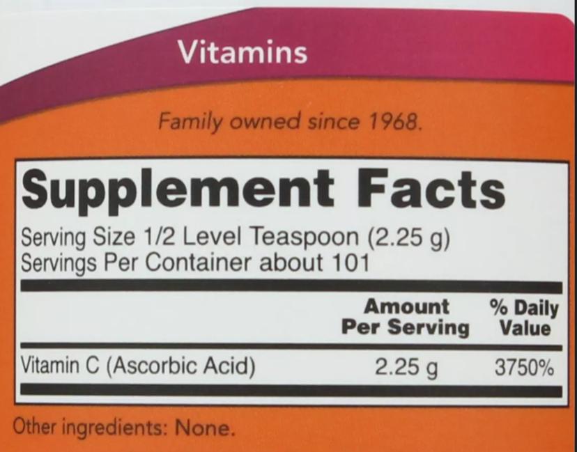 Now Vitamin C Crystals(Ascorbic Acid), 227grams