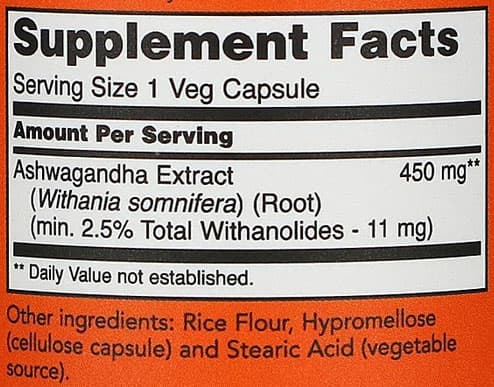 Now Ashwagandha 450mg, 90 Veg Capsules.