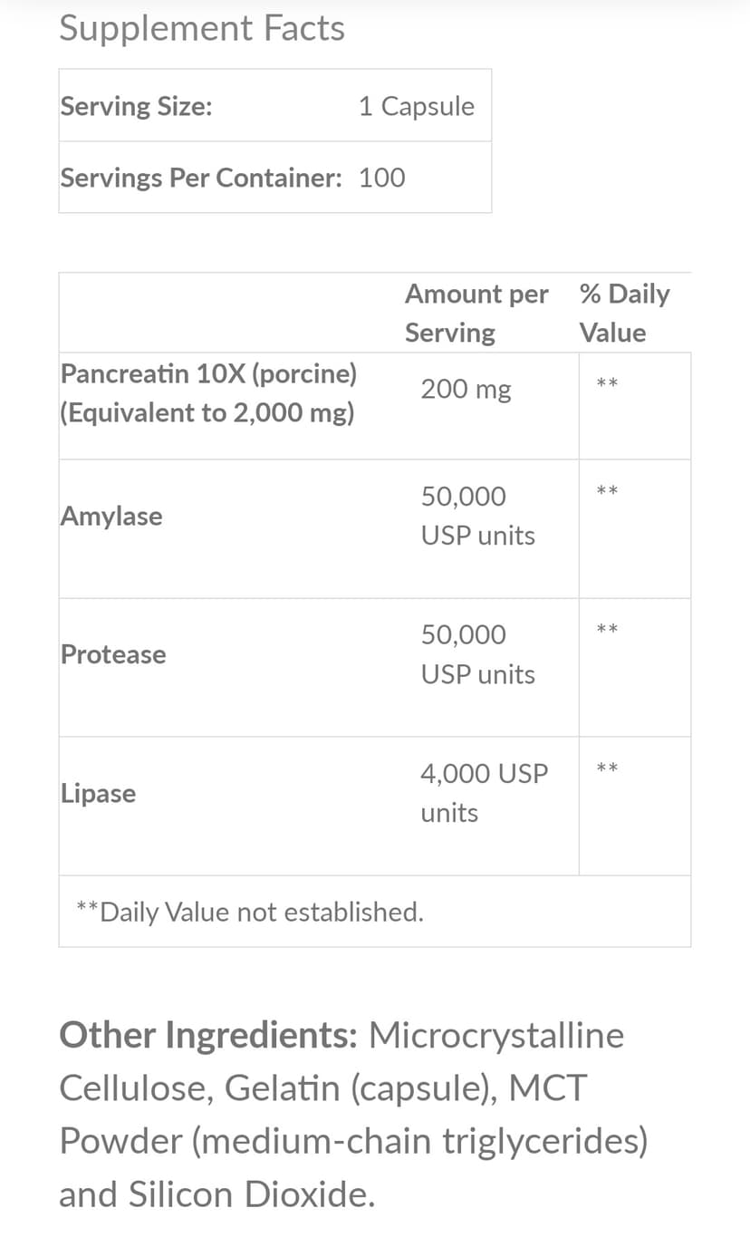 Now Pancreatin 200mg, 100's