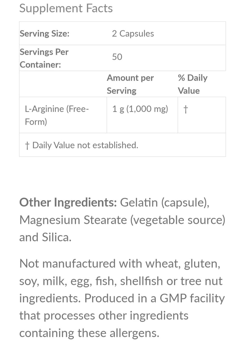 Now L-Arginine 500mg, 100's