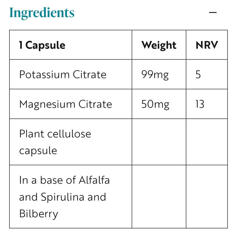 Viridian Potassium Magnesium Citrate, 30's