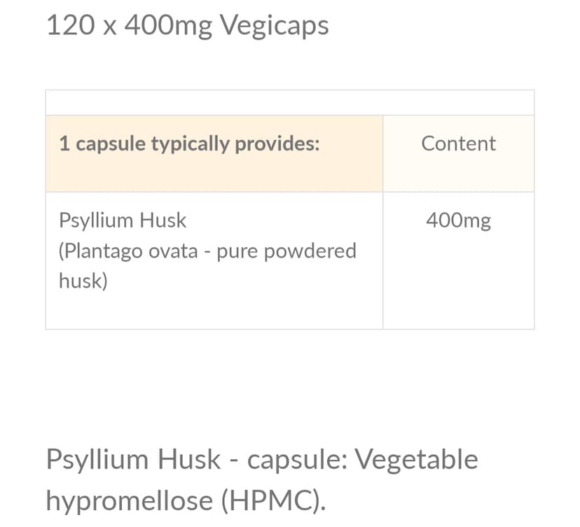 BioHealth Psyllium Husk 400mg, 120's